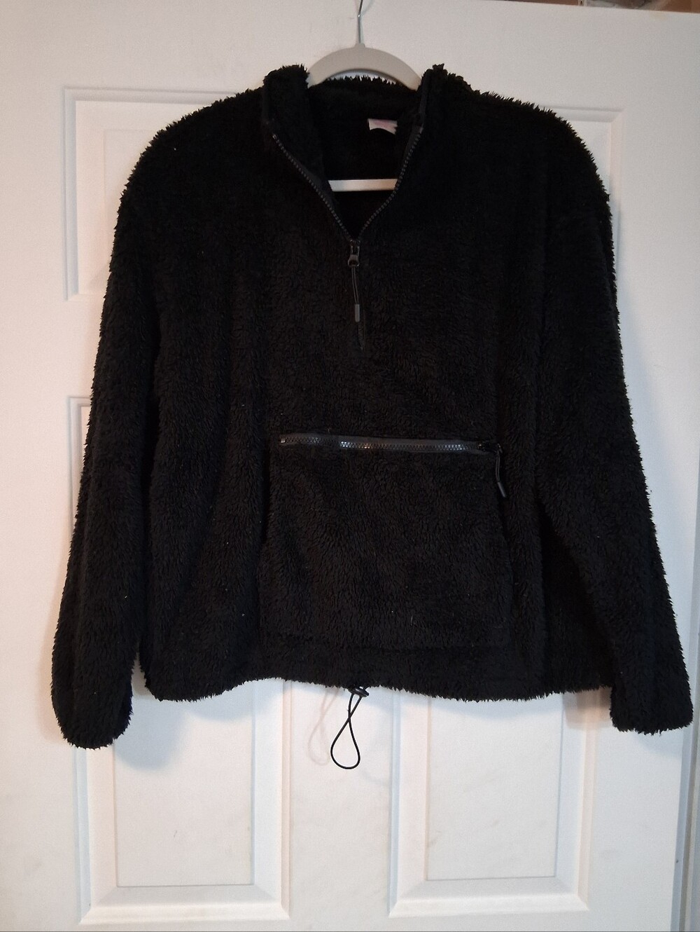 No Boundaries Black Teddy Soft Half-Zip Pullover Sweater Jacket Soft Comfy XL
